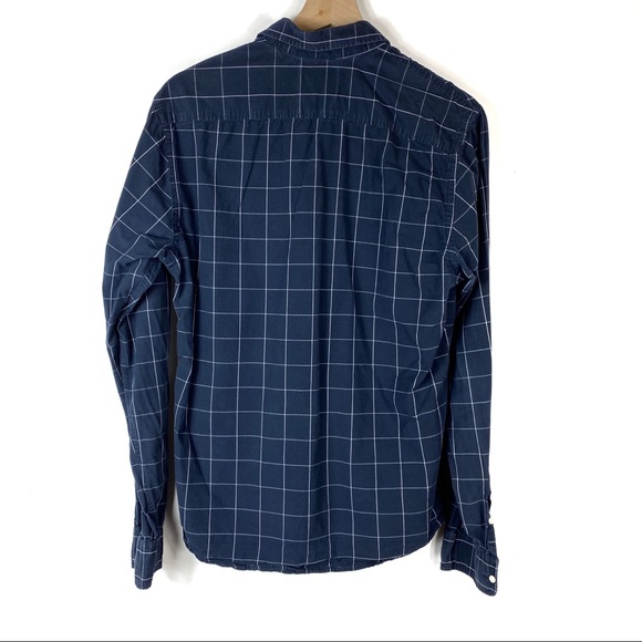 Scotch & Soda Blue with white window pane plaid Button Up Long Sleeve Shirt - Picture 4 of 8
